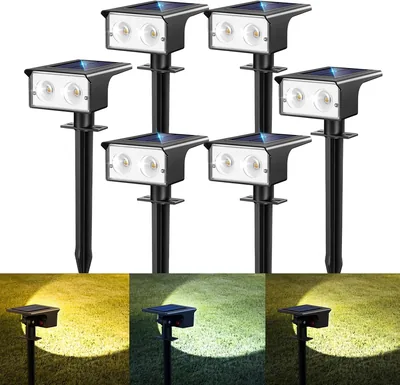 Luces solares BTFarm de 6 piezas, luces LED al aire libre, 3 temperaturas de color, resistentes al agua IP65