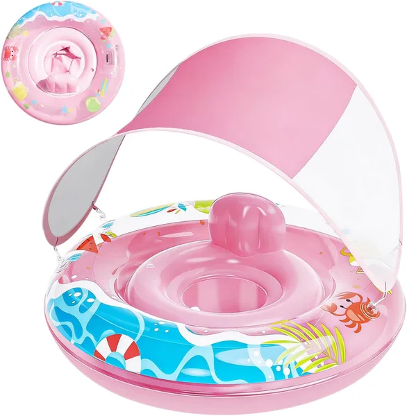 Qoosea Anillo de Natación para Bebé de 6 Meses a 3 años, Inflable con Protector Solar UPF50+