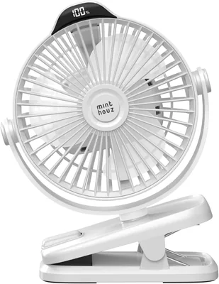 Minthouz Portátil Ventilador Clip, 8000mAh Batería Recargable USB-C 5 Velocidades Ventilador Silencioso para Acampar, Casa, Oficina y Bebé