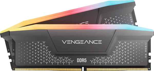 CORSAIR Vengeance RGB RS DDR5 RAM 32GB (2x16GB) Up to 6000MHz CL36-44-44-96 1.35V AMD Expo & Intel XMP 3.0 Desktop Memory - Grey