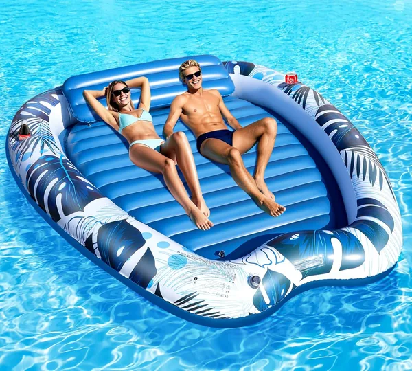 Matelas de Piscine Inflatable LanOcean, 230 x 170 cm, avec 2 Tasse-a-Boisson, Pour Piscine Adultes