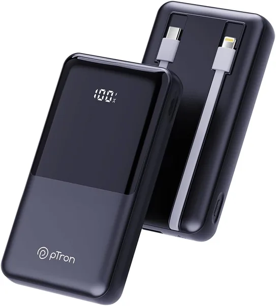 pTron Dynamo Power 20000mAh 22.5W Super Fast Charging, USB Type-C Input Power Bank with Quick Charge & 20W Power Delivery, Built-in Charging Cables, 4 Outputs, Type-C Input/Output