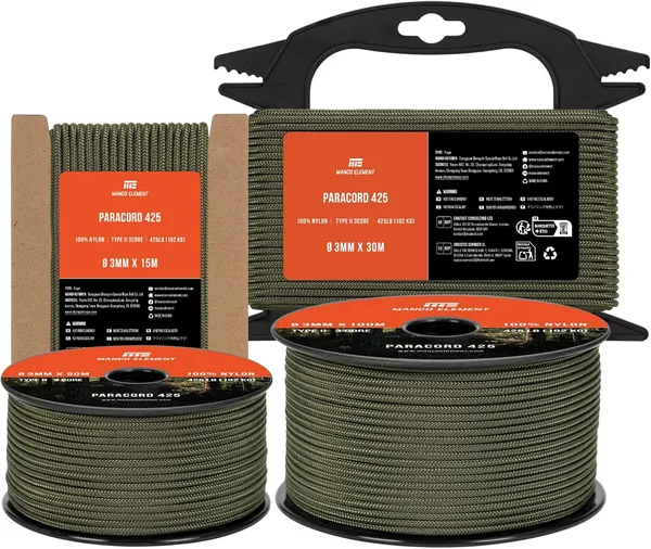 Manco Element 3mm Paracord 425 Type II 15m Army Green