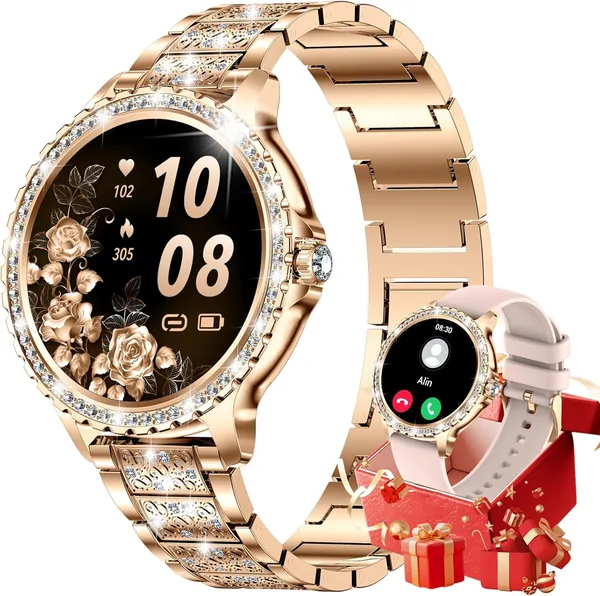 Choisetime Smartwatch en Soie avec Pierrerie et Cycle Feminal/Sommeil/Cœur Rate 1.32 pouces