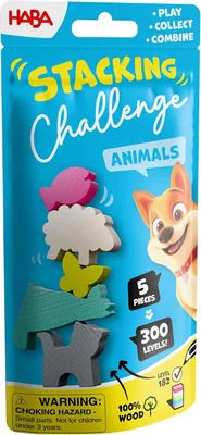 HABA 2013867001 - Juego de Desafío de Apilamiento con Animales, para Niños, Desafíos de Apilamiento y Solitario, Ideal para Viajar, a partir de 6 años. Mejor Oferta