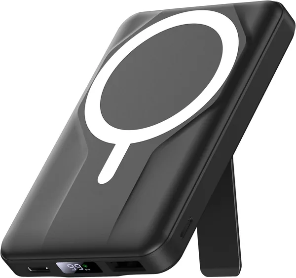 Azmuth Magnetic External Battery Compatible avec MagSafe, 10000mAh Portable Wireless Charger Fast Power Bank 20W PD USB-C avec Stand & LED Display, pour iPhone 17/16/15/14/13/12 Serie