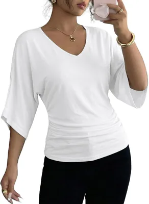 EVALESS Women's Batwing Sleeve Tops Spring Summer Dressy Blouses Best Deal