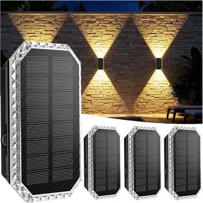 Giliwosy Solar Wall Sconce, 4x Lámpara Solar Exterior, 3 Colores, IP65, Batería 1200 mAh - Ahorra un 14% (Oferta)