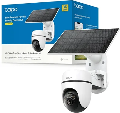 Tapo C630 Kit - Cámara de Seguridad Exterior WiFi inalámbrica de 3K 5MP con Panel Solar, PTZ de 360°