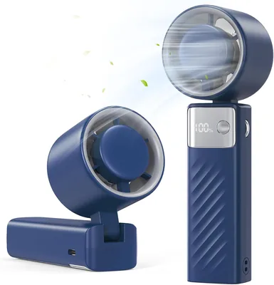 LEBKOVL USB Mini Faltenventilator - 4000 mAh wiederaufladbarer Handventilator mit Lanyard, 1-199 Geschwindigkeitsregelung, tragbare Ventilatoren für unterwegs