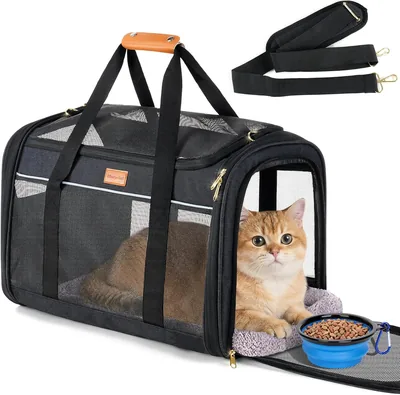 Portador de Gatos Morpilot Grande para Gatos y Cachorros hasta 12 kg - Portador Doblable - Portador de Mascotas con Malla en los Cuatro Lados - Ideal