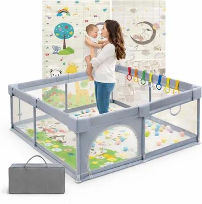 Parvuli Baby Playpen 120 x 120 cm - Playpen con 6 Asas y Alfombra acolchada - Mejor Oferta