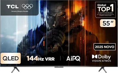 TV Smart TCL QLED 55”, 55P8K, 4K UHD, Google TV, 144Hz, Assistente de Google, Dolby Vision, Dolby Atmos