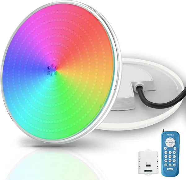 OSREE PAR56 Ultra-Flat RGB Multicolour Dimmable 1400LM Timer 2/4/6H IP68 Waterproof Resinas Pool Light