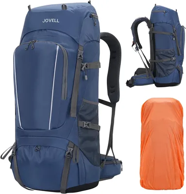 Zaino da Escursionismo JOVELL 70L con Copertina Antipioggia, Kit per Viaggiare e Campeggiare, Ideale per Sport all'Aperto, Arrampicata e Trekking
