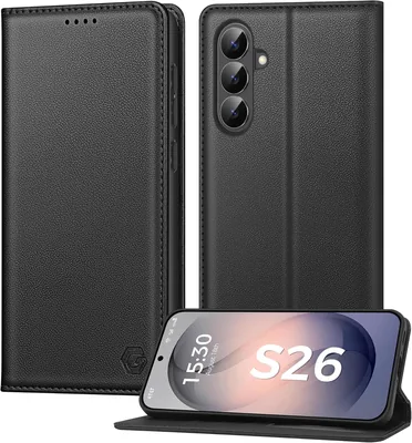 Étui Kirnntca Samsung Galaxy S26, Portefeuille en Cuir Véritable Flip avec Blocage RFID, Étui de Protection pour Samsung
