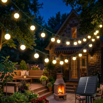 Luces de cadena solar AGOTD al aire libre, 9M 60 LED blanco cálido IP65 a prueba de agua 8 modos luces alimentadas por energía solar para jardín, balcón - Mejor Oferta