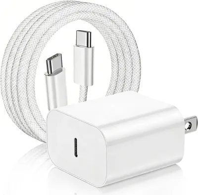LDHUZOM Cargador USB-C 40W con Carga Rápida PD y Cable Trenzado, Compatible con iPhone y Samsung
