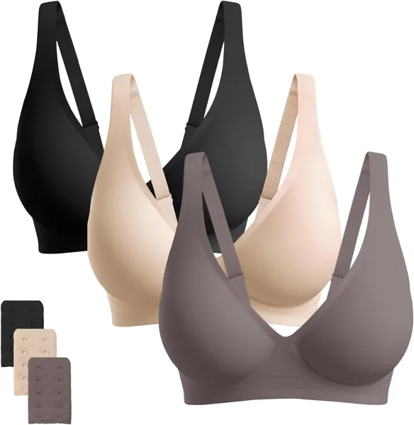 Vinfact Jelly Wireless Bras for Women Seamless Deep V Bralette No Underwire Support Comfortable T-Shirt Bra