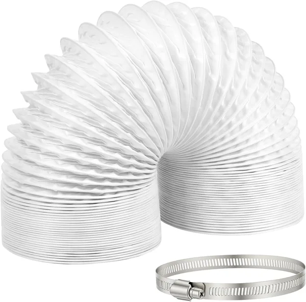 NUTKIT Manguera de Aire Acondicionado M vil 100mm 2m Tubo Extractor PVC Refuerzo Alambre, para Aire Acondicionado Portil Secadora Deshumidificador Blanco