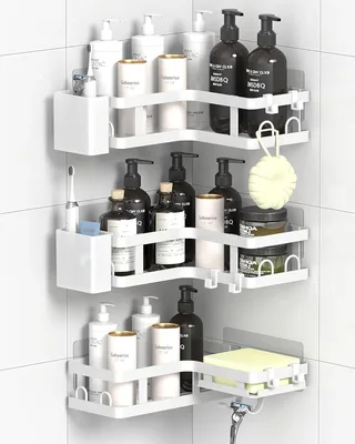 Shower Caddy Corner 2-in-1: Rust-Resistant Adhesive Shelf
