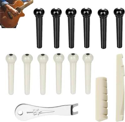 JFangZHZH 12 Guitar Pins Bridge Plastic Guitar Bridge & Saddle Set with Remover - Best Deal
