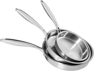 Stainless Steel Frying Pan Set (20cm-30cm) - Tri-Ply, Safe Cookware
