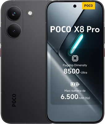 POCO X8 Pro 8+512GB, Nero, Dimensity 8500-Ultra | Batteria 6500mAh, Schermo AMOLED Ultra Luminoso, Fotocamera 50MP - Sconto 16%