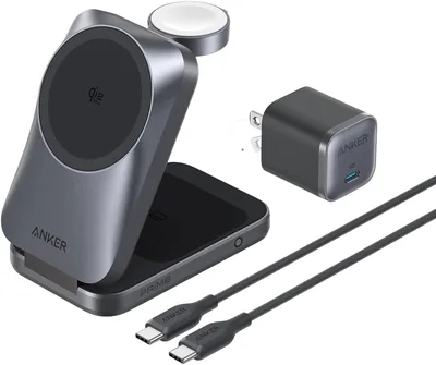 アンカー プライム ワイヤレス充電ステーション（3-in-1、MagGo、AirCool、折りたたみ式）ブラック Qi2 25W マグネット 3-in-1 ワイヤレス充電スタンド