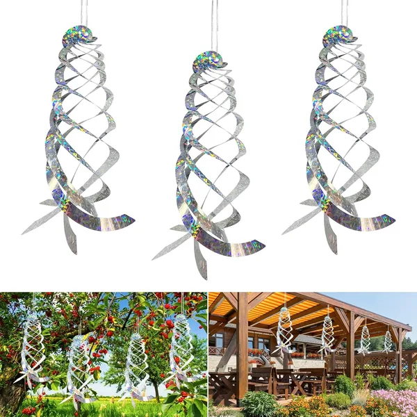 DIELOVEHUA 3 Pack Bird Repellent Spiral Reflectors