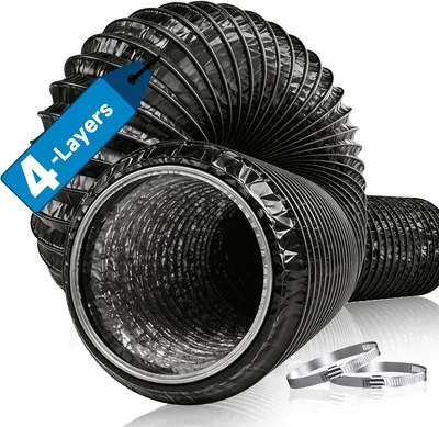 Hon&Guan Aluminium-Rohr Abgasschlauch 150 mm, 2,5 m hitzebeständig 4-lagig Verstärktes Universales Belüftungshose Flex Rohr