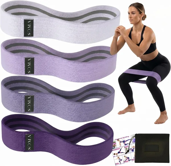 Soma Elastic Muscle Bands - Bandas Elásticas - Tela Resistente [4 Niveles de Resistencia], para Fortalecimiento, Pilates y Yoga - 36% Descuento