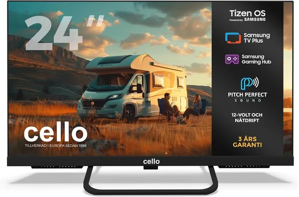 Cello CTRAV-24TZ 24' Smart LED 12V Travller TV med Tizen OS av Samsung, Gaming Hub, Pitch Perfect Speaker, Bluetooth - Best Deal