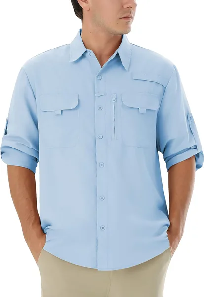 Autsel Camisa Hombre Casual Outdoor para Pesca y Senderismo