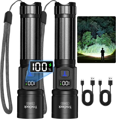 TrixDock Torch LED Taschenlampe, 2er Set - Extrem hell mit 5 Modi & Zoomfunktion, wasserdicht - Best Deal