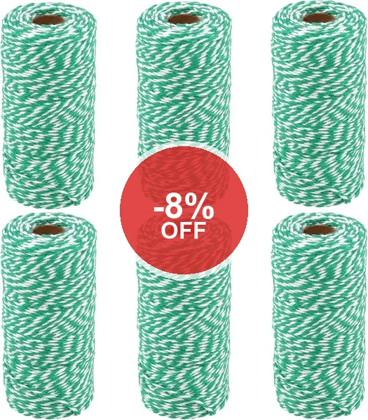 MANCHAP 6 Rolls Green Cotton Twine 2mm - 8% Off