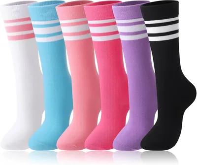 Zuimei Football Socks 6 Pairs - Striped Knee High Kids