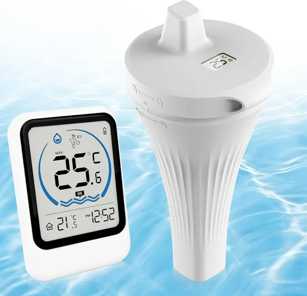 Wireless Pool Thermometer, Digital Pool Thermometer, Floating Wireless with IP68 Waterproof