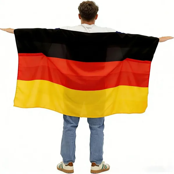 AURALIN Deutschland Flagge Cape 150 x 90 cm - Wetterfester Polyester Fan-Cape für die WM 2026