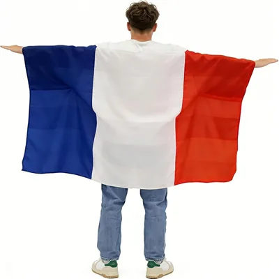 Cape du drapeau français AURALIN à porter, accessoire pour supporters de football, Coupe du Monde 2026 avec fermeture sécurisée pour la zone fan du stade