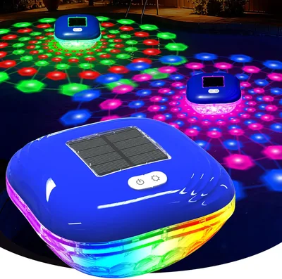 Luces de piscina flotantes Luxfero con 9 modos de iluminación, a prueba de agua IP68, luces RGB flotantes