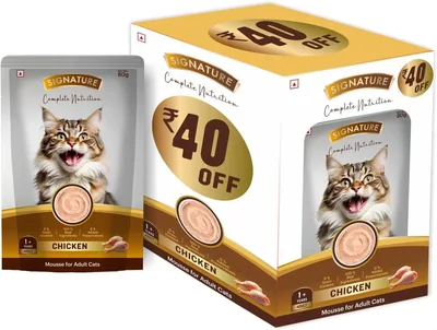 ग्रेन ज़ीरो वयस्क बिल्ली वेट मॉस 80g पैक ऑफ 5 (400g) | चिकन | प्रोटीन से भरपूर | हाइड्रेशन को बढ़ावा देता है & आसानी से पचने योग्य | नहीं