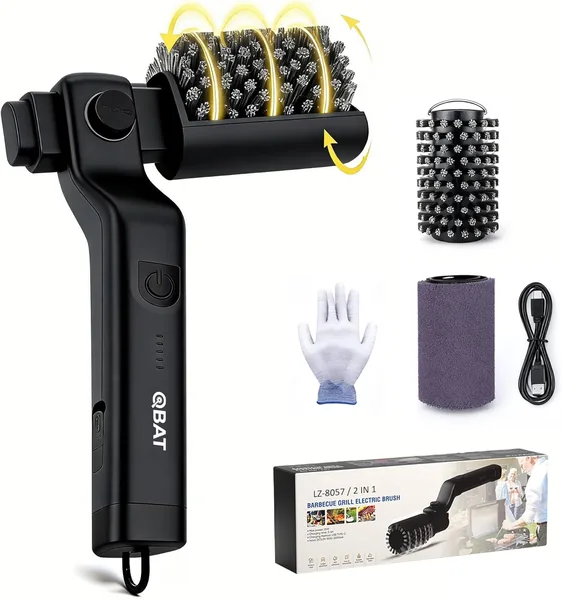 Battery Powered Electric BBQ Brush - 180 Rotatable Head, 3 Speed Motor
