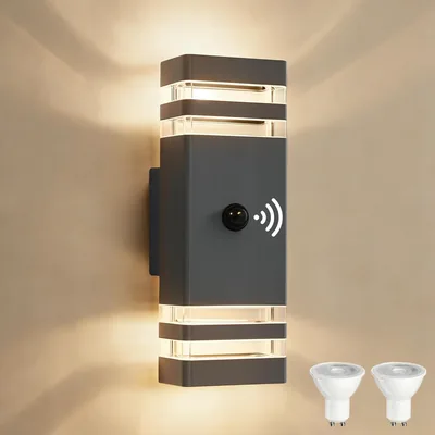 YOVGQOLV LED Außenlampe mit Bewegungsmelder 230 V, IP54 Wasserdicht PIR Wandlicht Außen Auf- und Ablicht Wand