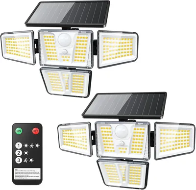 TuyLuxe Solarlampen für den Außenbereich mit Fernbedienung, 257 LED-Lampen mit Bewegungsmelder, 3 Modi, 4 verstellbare Lampe