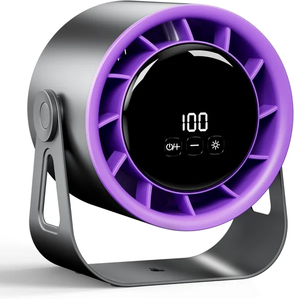 Macchiatto USB Tischventilator mit Batterie, leiser Mini-Ventilator, 4 Geschwindigkeitsstufen, 360° verstellbar, wiederaufladbarer Ventilator, leise für Büro