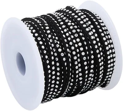 20 m Riveted Faux Leather Cord Platinum Tone Aluminium Punk Rivets