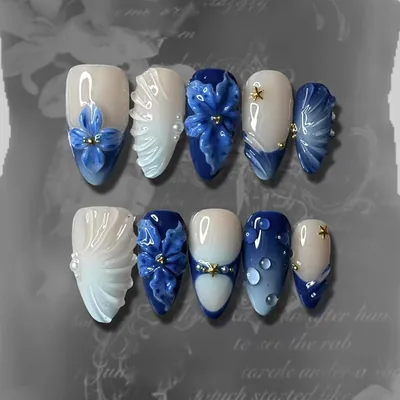 Nymora 24pc French Nails, Dark Blue Acrylic Press-Ons