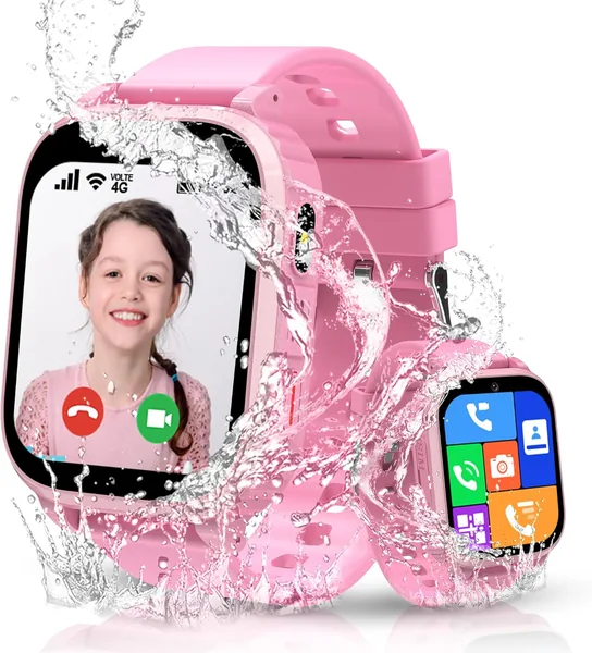 Kesasohe 4G Smart Watch Niño, Reloj Inteligente para Niños con GPS y Llamadas Video Llamada Resistente al Agua IP68 SOS Juego de Alarma