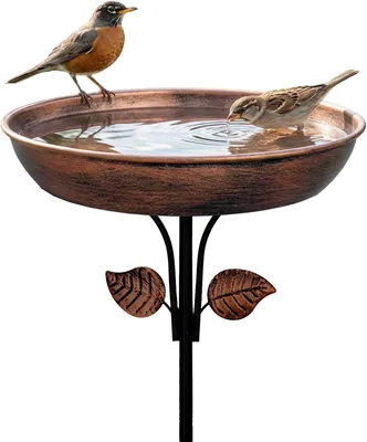 OUISJYER Metal Bird Bath 12" Dia Bowl Stake